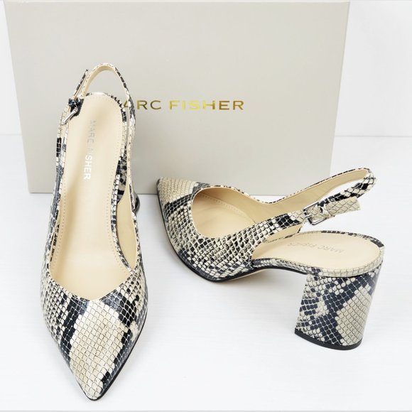 Marc Fisher Shoes - NWT Marc Fisher Block Heel Slingback Snake Heels